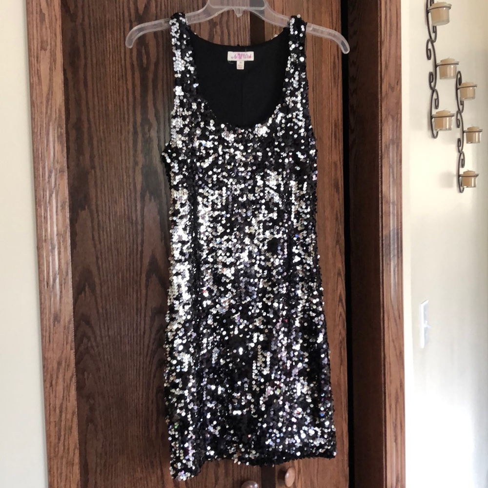 Black and Silver Sequined Dress